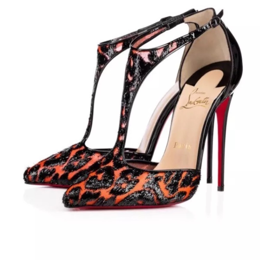 *Sold* CL Black Red Leopard Salonu Heels 38